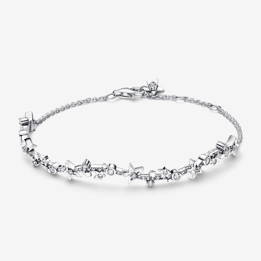 Milky way sterling silver bracelet with clear cubic zirconia image number 0