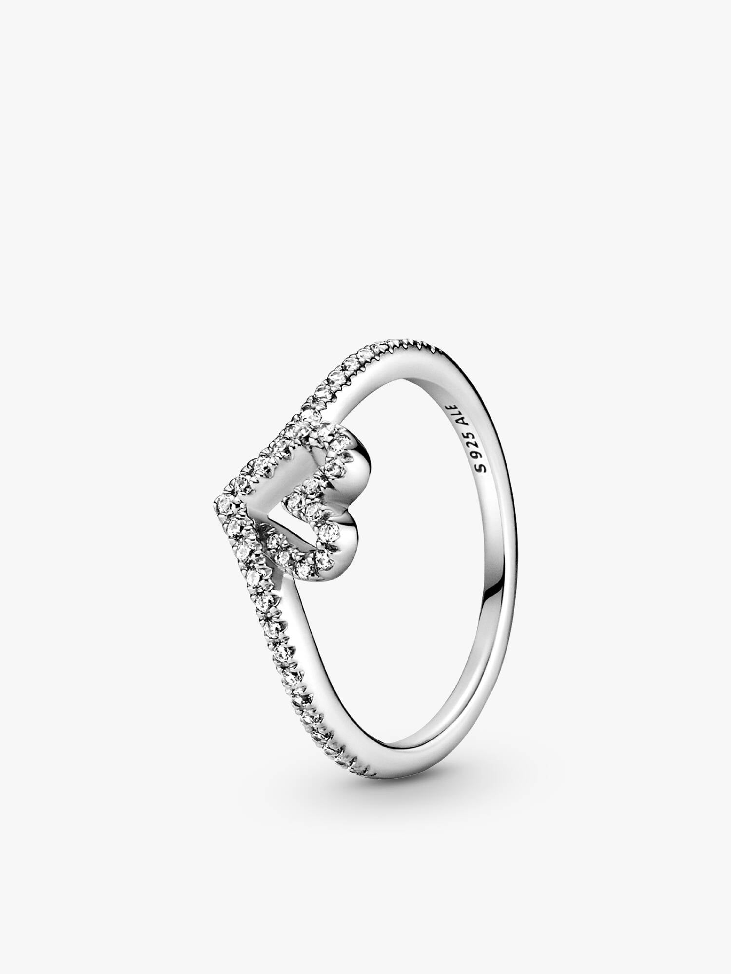 Funkelnder Wishbone Herz Ring