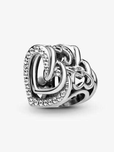 Charm Cuori intrecciati scintillante
