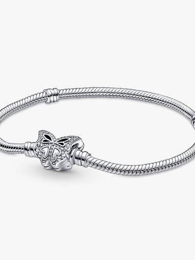Schlangen-Gliederarmband mit Schmetterling-Verschluss