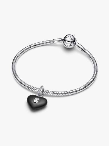 Charm Pendant Cadenas Cœur Céramique Noire Mate