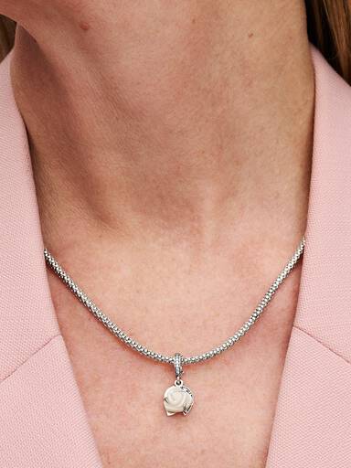 Weiße Blühende Rose Doppelter Charm-Anhänger