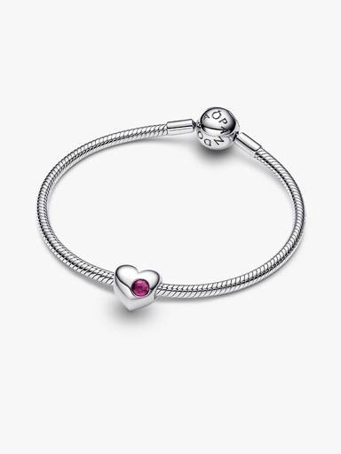 Charm Cuore con pietra rosso intenso da incidere
