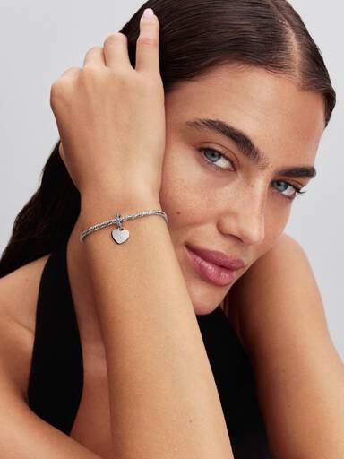 Gravierbares Herz Blauer Stein Charm-Anhänger