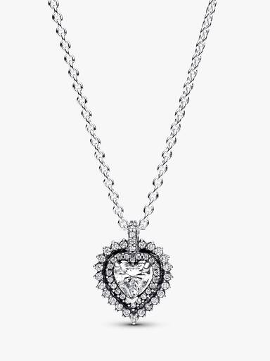 Collier Pendant Halo Cœurs Scintillant