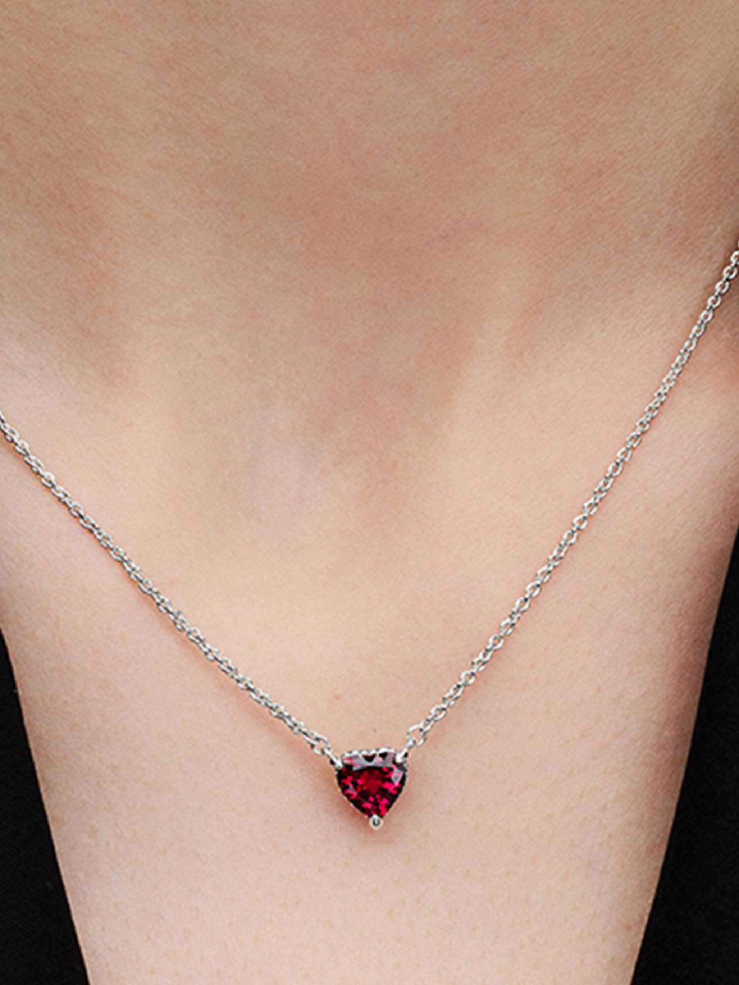 Funkelnder Herzförmiger Strahlenkranz Collier-Halskette
