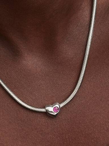 Charm Cuore con pietra viola da incidere