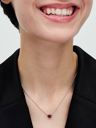Funkelnder Herzförmiger Strahlenkranz Collier-Halskette