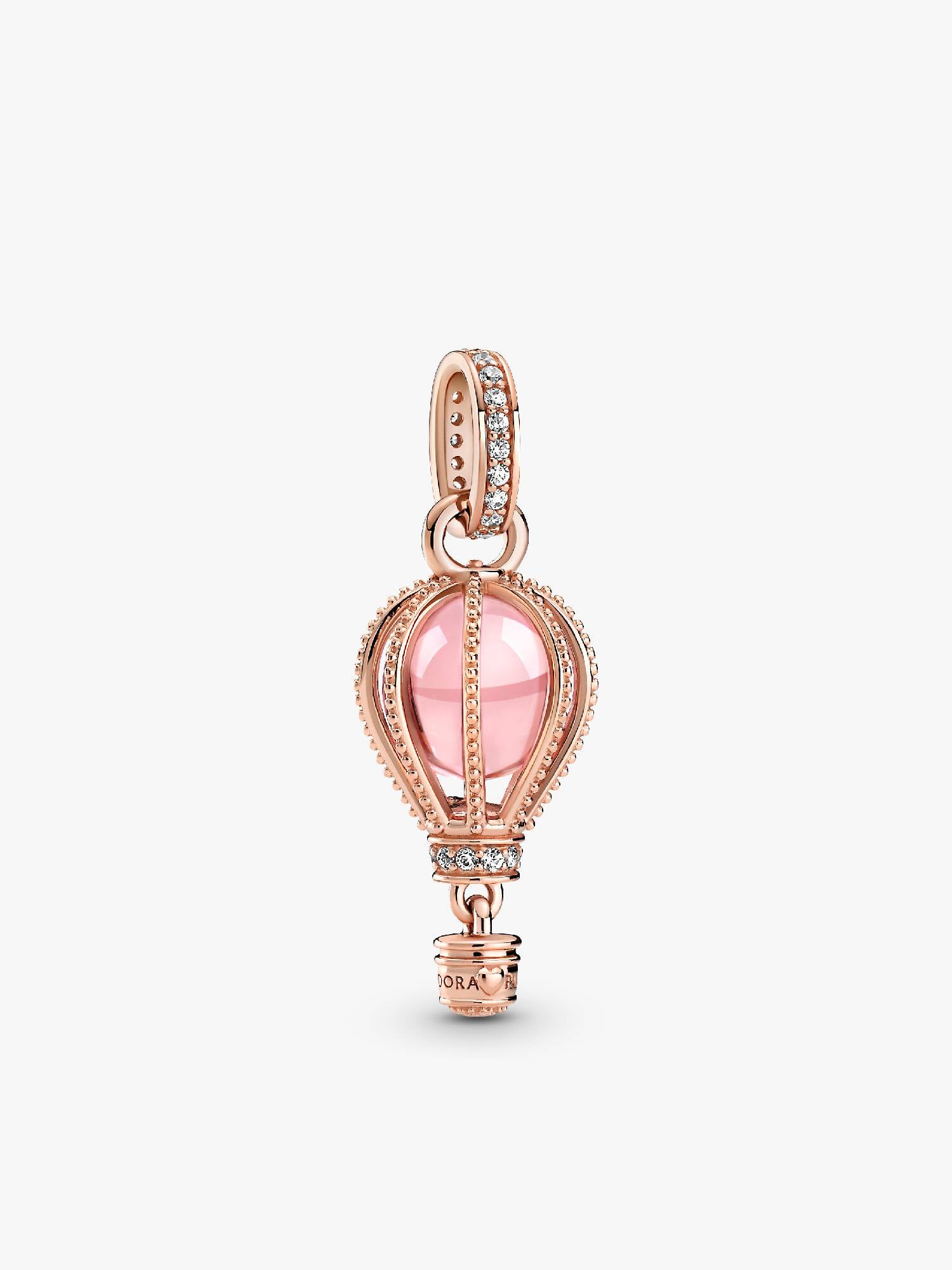 Funkelnder rosafarbener Heißluftballon Charm-Anhänger