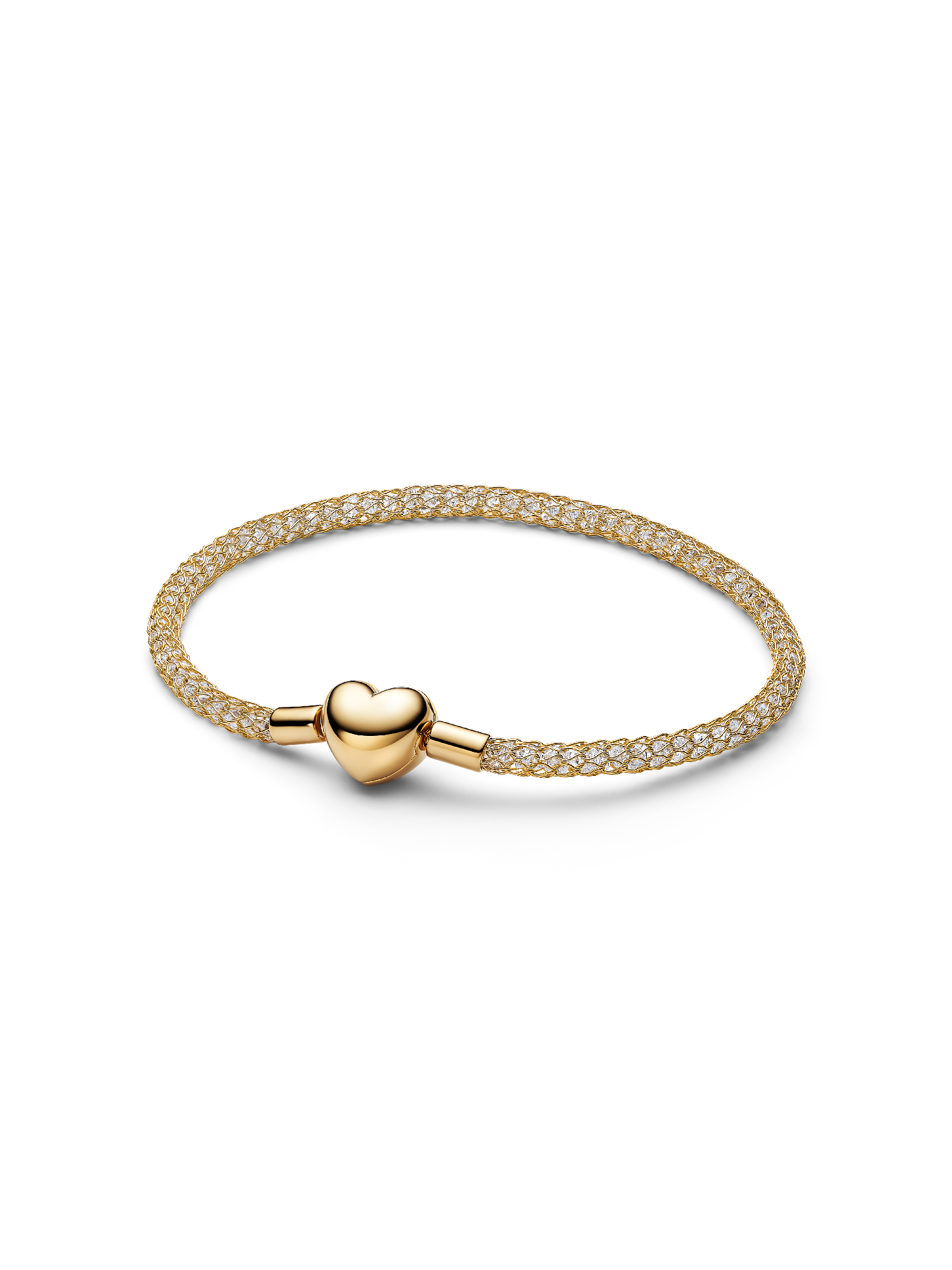 Bracelet en Maille Tissée Scintillant Fermoir Cœur
