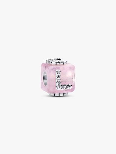Charm Cube Love Verre de Murano Rose