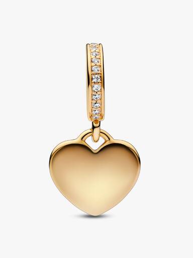 Charm pendente con targhetta a cuore da incidere