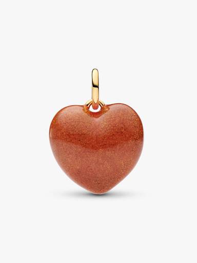 Charm Pendant Cœur Tridimensionnel Orange