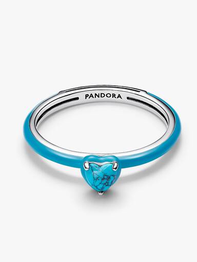 Anello con Pietra a Cuore Color Turchese