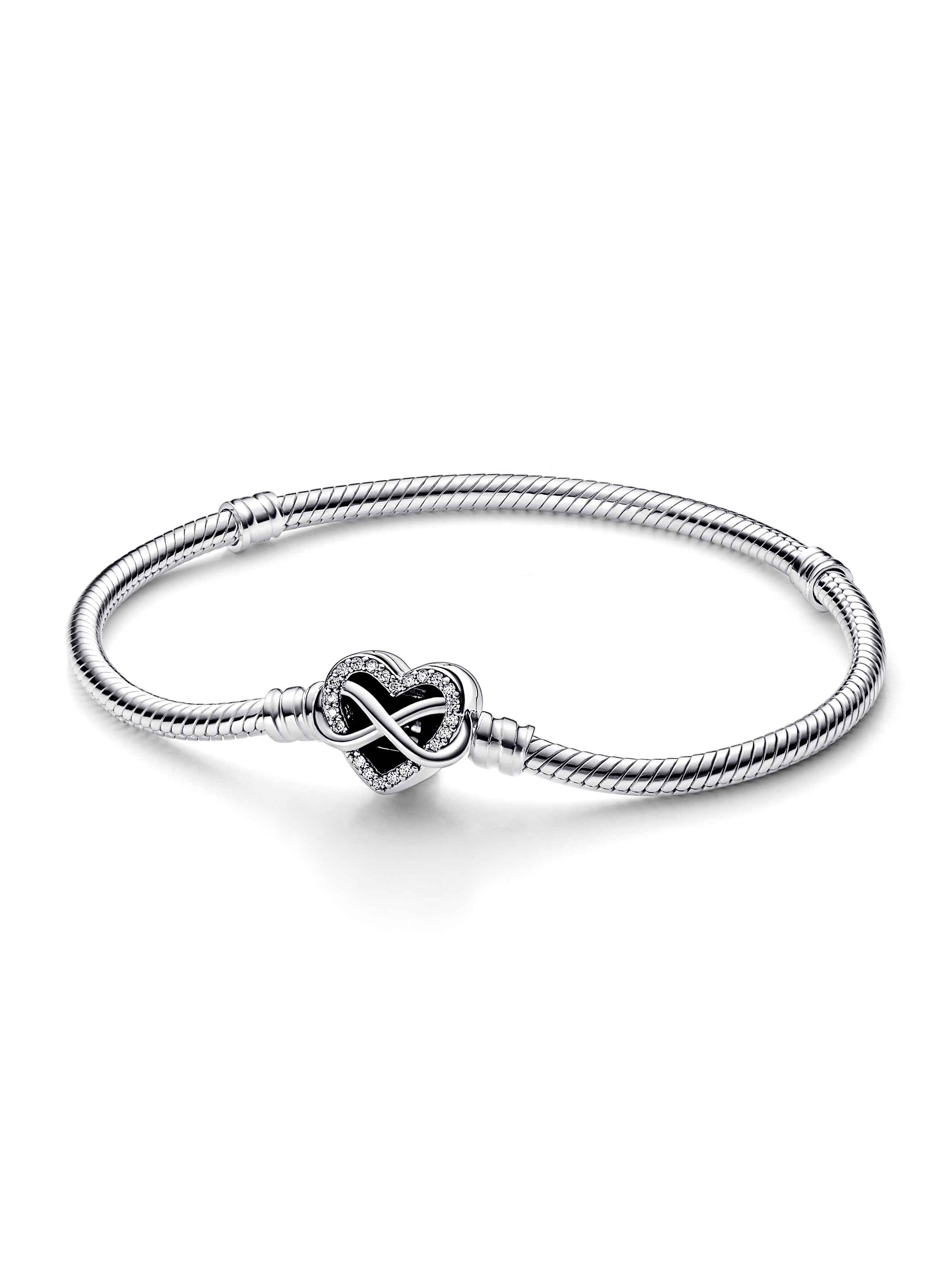Schlangen-Gliederarmband mit Funklendem Unendlichkeits-Herzverschluss