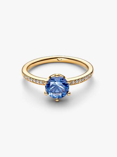 Blaue Funkelnde Krone Solitärring