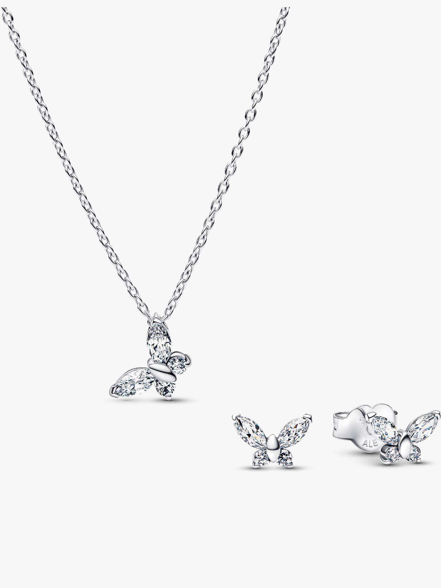 Sparkling Clear Butterfly Necklace and Earring Set