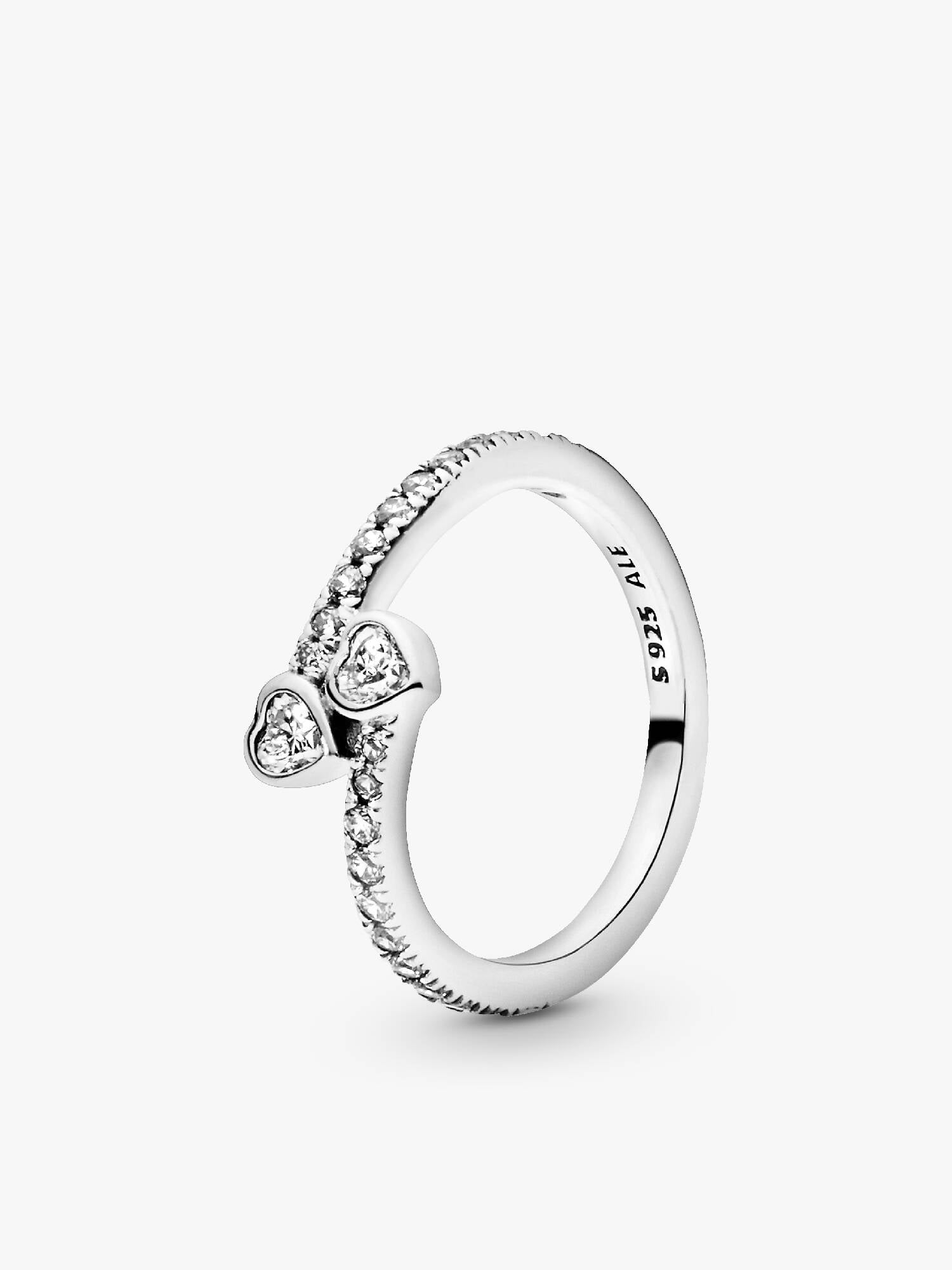 Bague deux cœurs scintillants