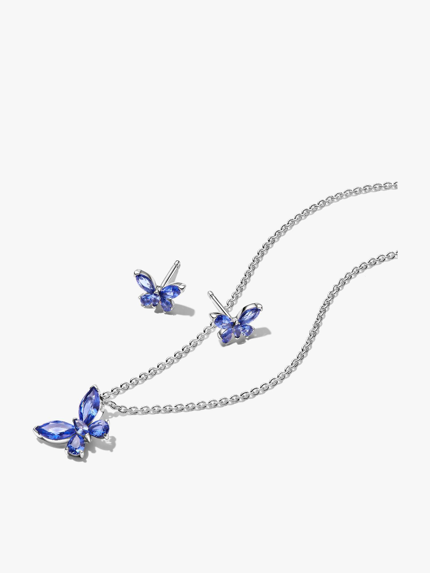 Set di orecchini e collana Farfalla blu invernale