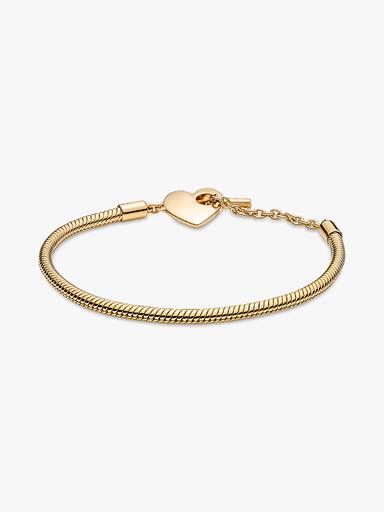 Bracelet Maille Serpent Barre en T Cœur