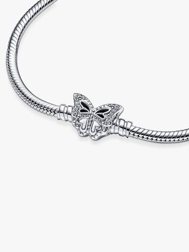 Schlangen-Gliederarmband mit Schmetterling-Verschluss