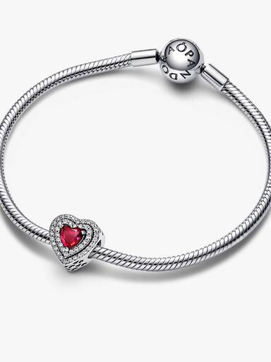 Charm scintillante Cuori in rilievo