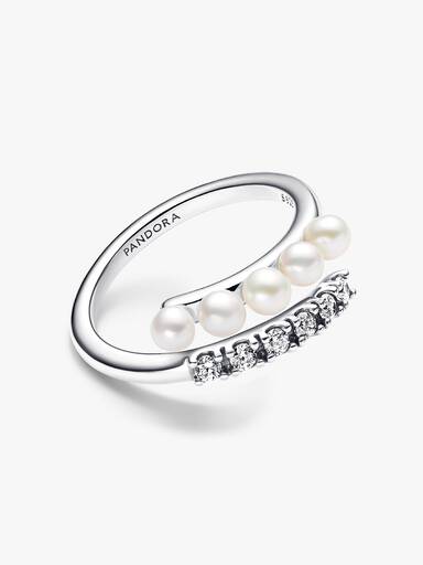 Bague Ouverte Perles de Culture d’Eau Douce Traitées & Pavé