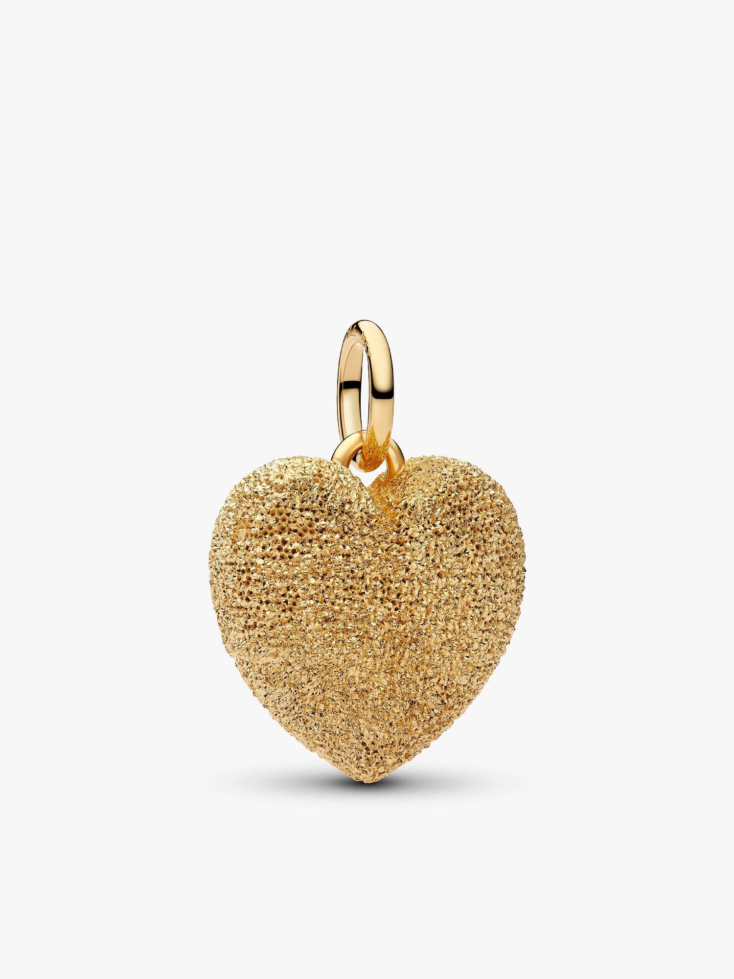 Charm Pendant Cœur Tridimensionnel Texturé