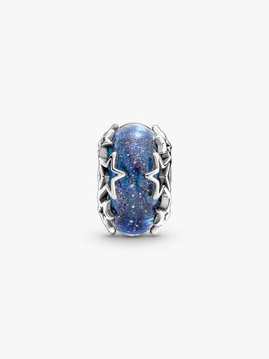 Charm in vetro di Murano Galassia blu e stelle