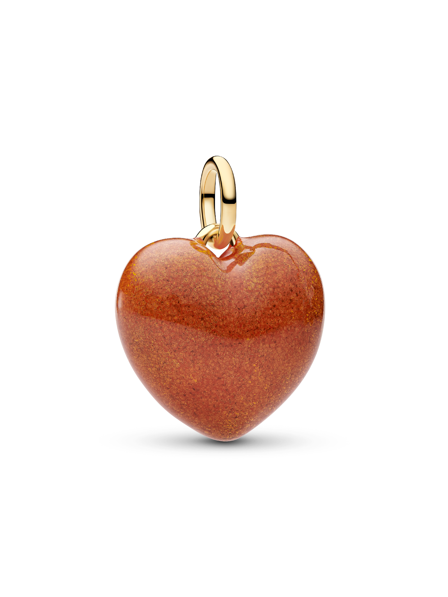 Charm Pendant Cœur Tridimensionnel Orange
