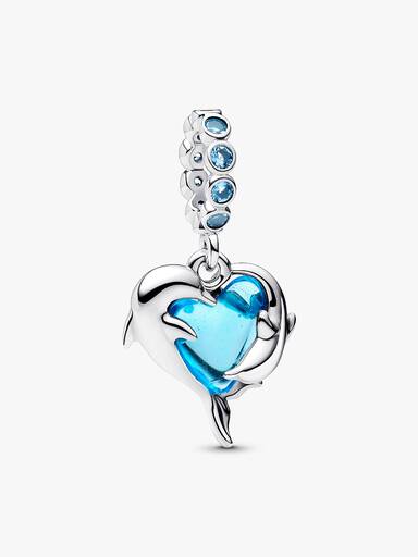 Blauer Murano-Glas Delfine Charm-Anhänger