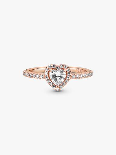 Anello con cuore in rilievo scintillante