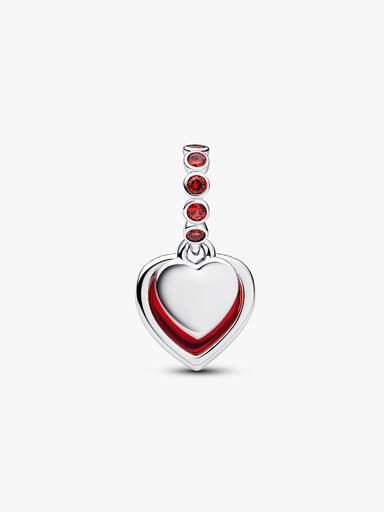 Rotes Murano-Glas Herz Doppel-Charm-Anhänger