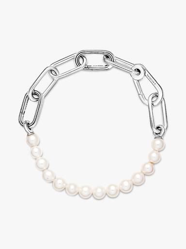 Bracciale maglia link con perle coltivate d’acqua dolce trattate Pandora ME