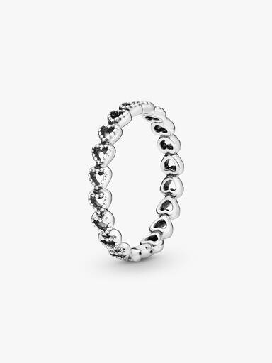 Openwork heart silver ring