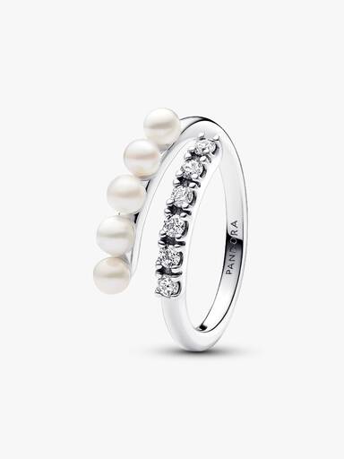 Bague Ouverte Perles de Culture d’Eau Douce Traitées & Pavé