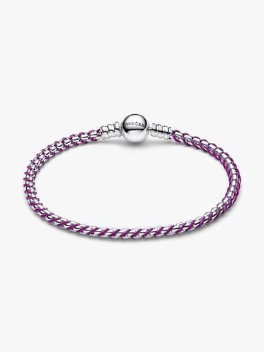 Lilafarbene Kordel Kastenkette Armband