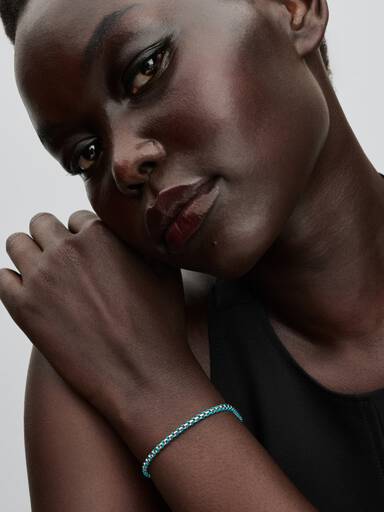 Bracciale con maglia e cordino Turchese
