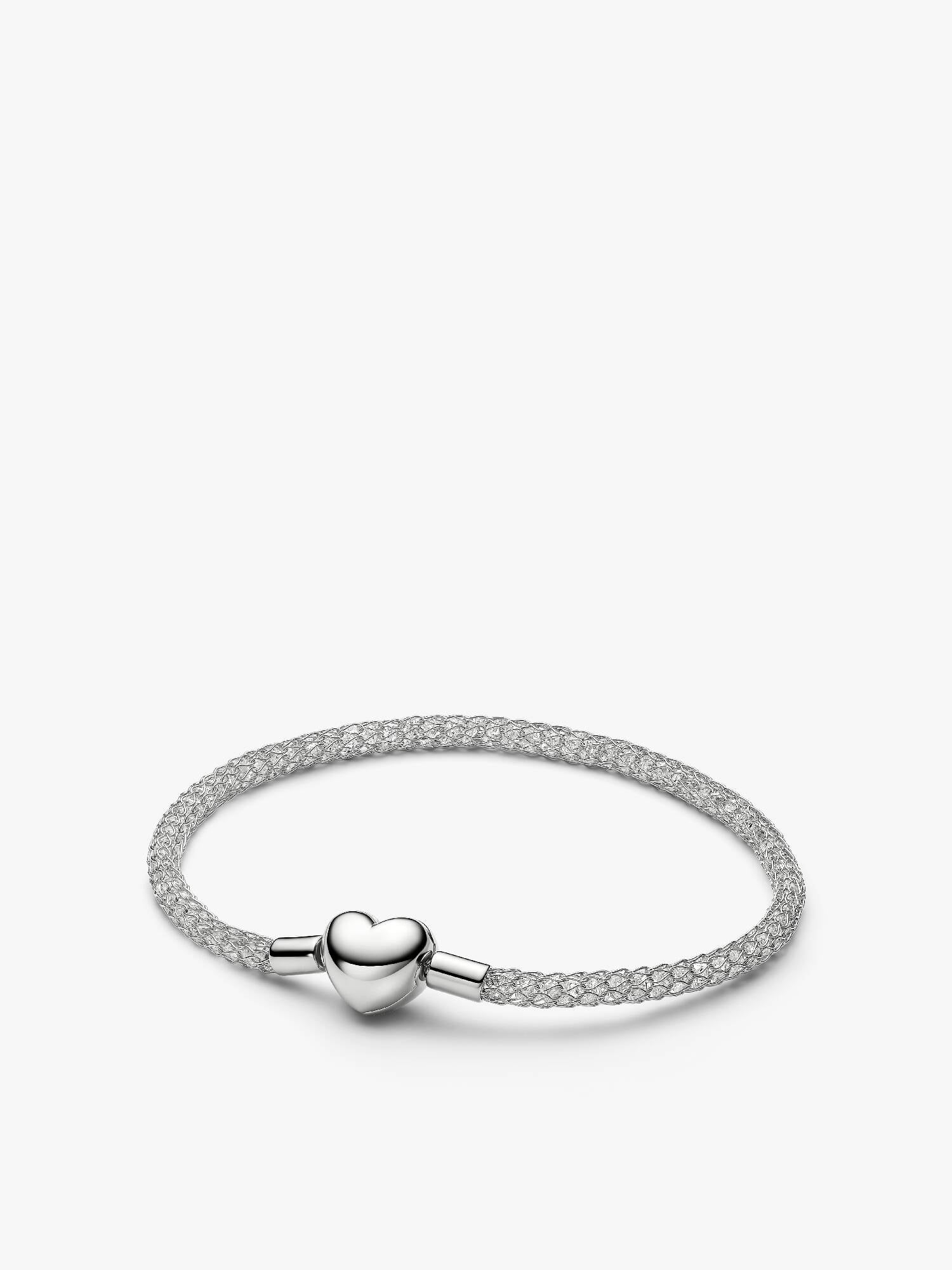 Bracelet en Maille Tissée Scintillant Fermoir Cœur 