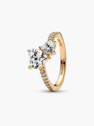 Bague Scintillante Cœur Double