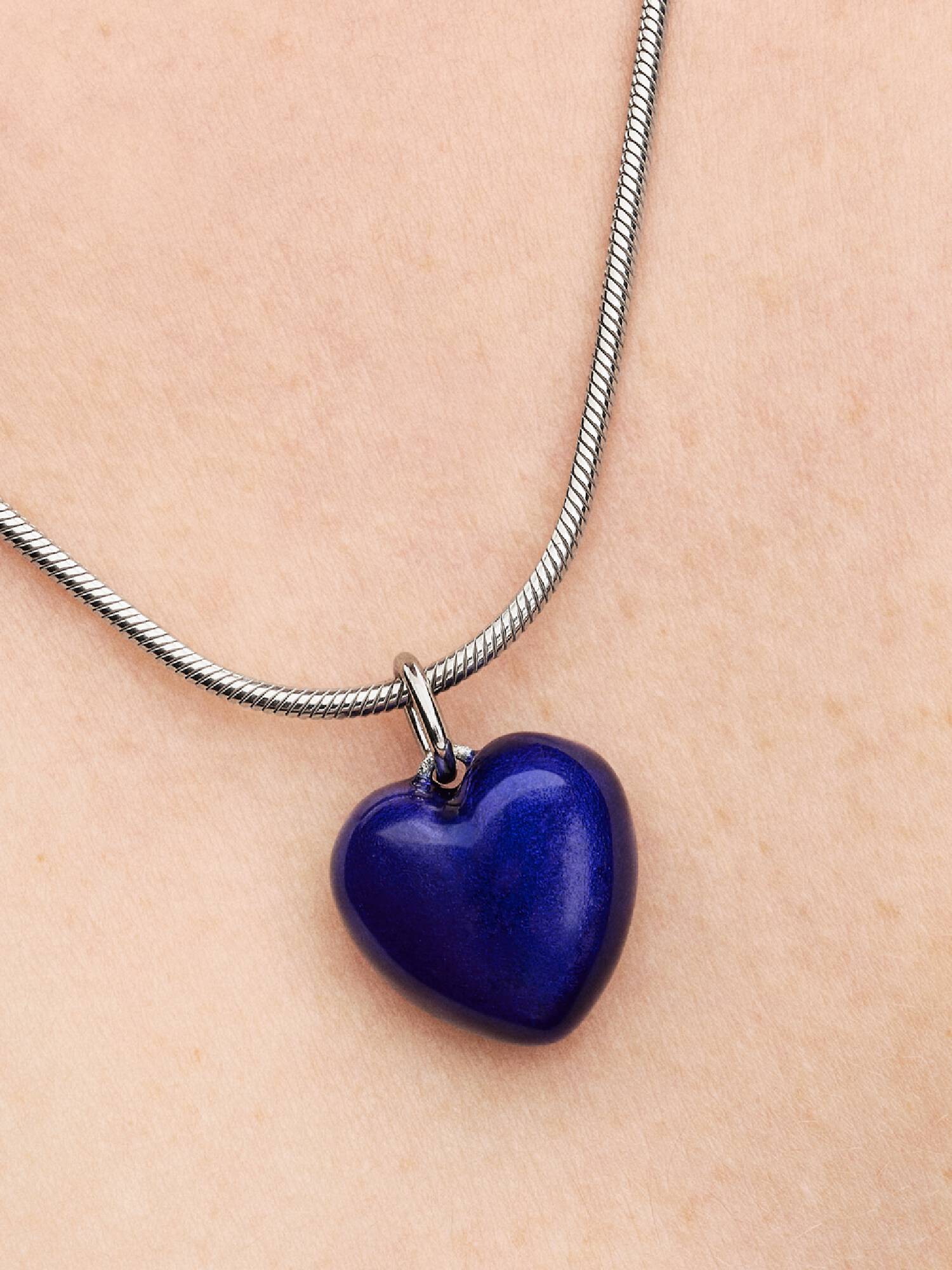 Charm Pendant Cœur Tridimensionnel Bleu