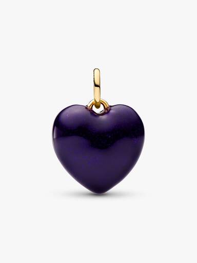 Charm Pendant Cœur Tridimensionnel Violet