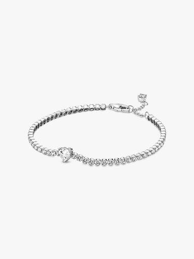 Bracciale tennis scintillante con cuore