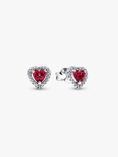 Clous d'Oreilles Cœurs Surélevés Rouges