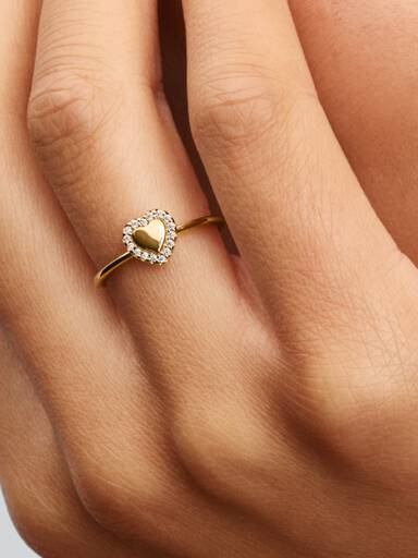 Gravierbarer Herz Strahlenkranz Ring