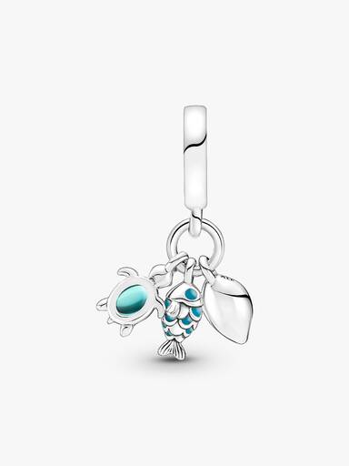Charm Pendant Triple Poisson, Tortue de Mer & Conque
