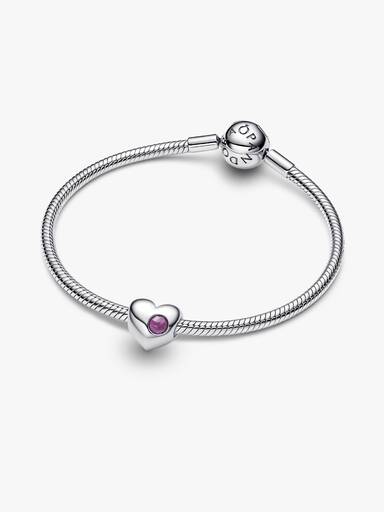 Charm Cuore con pietra viola da incidere