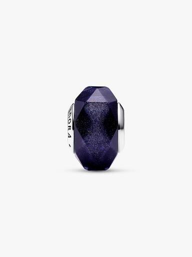 Facettiertes Blaues Murano-Glas-Charm