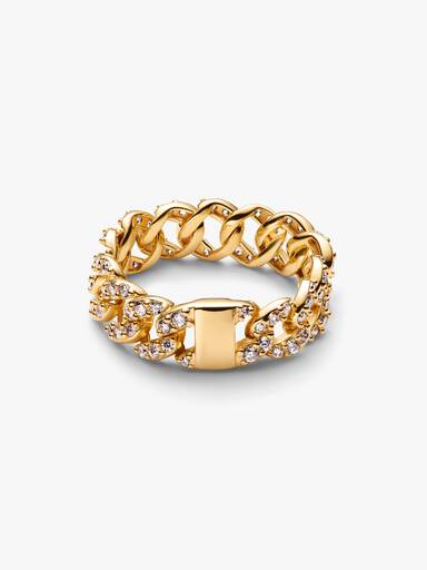 Bague Maille Cubaine Pavée