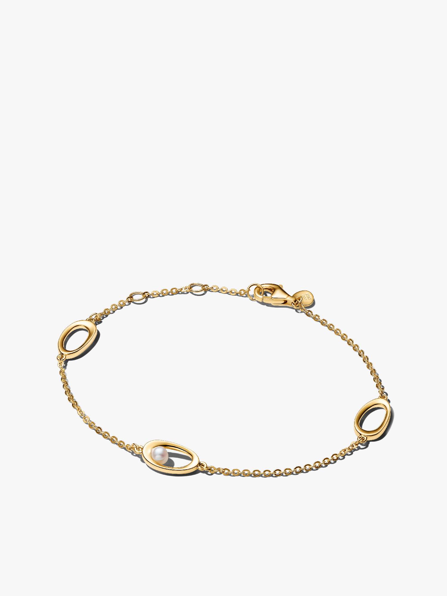 Bracelet Ovale de Forme Organique & Perle de Culture d'Eau Douce Traitée